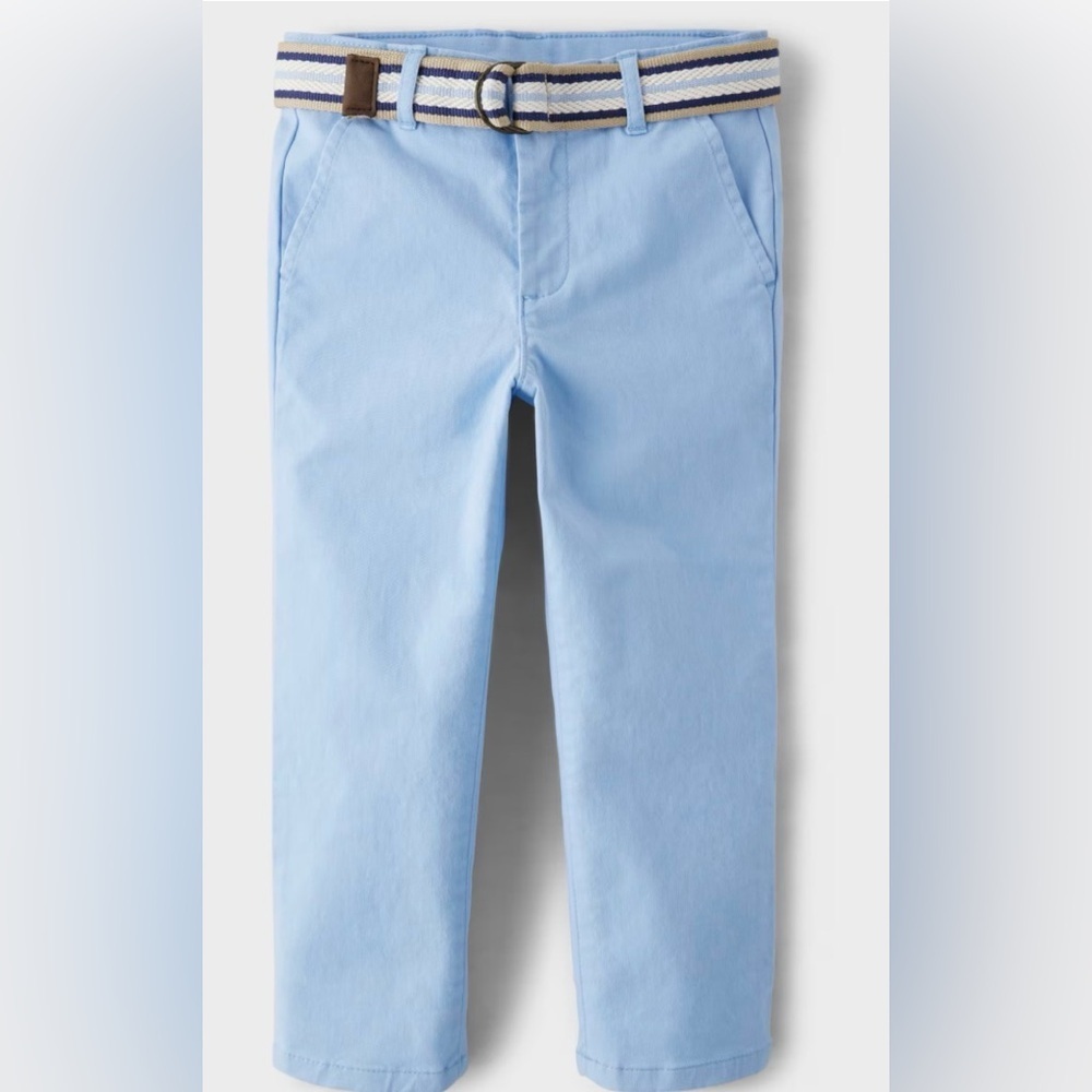 Gymboree Boys Belted Chino Pants - Garden Party - Blue - Picture 2 of 6